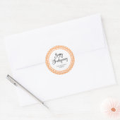 Fijne Thanksgiving | Oranje gingham Ronde Sticker (Envelop)