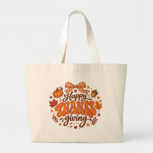 Fijne Thanksgiving Pompoen Herfst Boodschappentas Grote Tote Bag