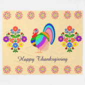 Fijne Thanksgiving. Poolse design bloemen. Fleece Deken (Voorkant (Horizontaal))