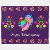 Fijne Thanksgiving. Poolse design bloemen. Fleece Deken (Voorkant (Horizontaal))