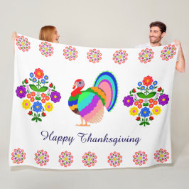 Fijne Thanksgiving. Poolse design bloemen. Fleece Deken