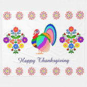 Fijne Thanksgiving. Poolse design bloemen. Fleece Deken (Voorkant (Horizontaal))