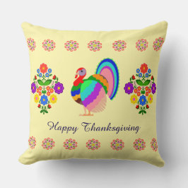 Fijne Thanksgiving. Poolse design bloemen. Kussen