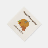 Fijne thanksgiving pumpkin en bladnaam en datum servet (Hoek)