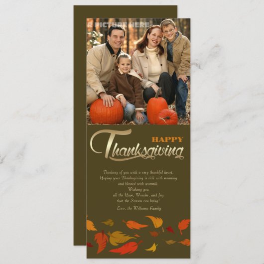 Fijne Thanksgiving. Thanksgiving foto Feestdagenkaart (Voorkant / Achterkant)