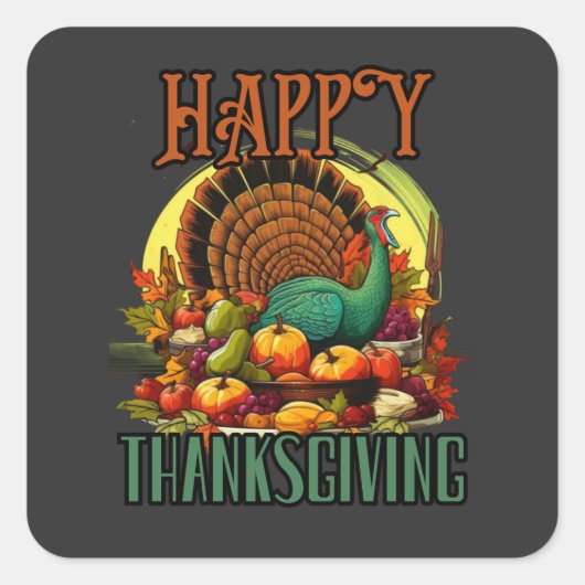 Fijne Thanksgiving! Turkije, Amerikaanse vakantie Vierkante Sticker (Voorkant)