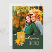 Fijne Thanksgiving. Vallende bladeren fotokaart Feestdagenkaart (Voorkant)