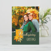 Fijne Thanksgiving. Vallende bladeren fotokaart Feestdagenkaart (Staand voorkant)