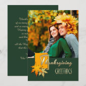 Fijne Thanksgiving. Vallende bladeren fotokaart Feestdagenkaart (Voorkant / Achterkant)