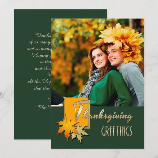 Fijne Thanksgiving. Vallende bladeren fotokaart Feestdagenkaart (Voorkant / Achterkant)