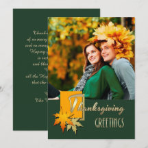 Fijne Thanksgiving. Vallende bladeren fotokaart