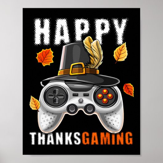 Fijne Thanksgiving Videogame Controller Pelgrim C Poster (Voorkant)
