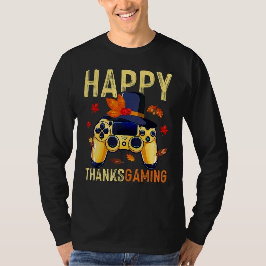 Fijne Thanksgiving Videospel Controller Pelgrim C T-shirt (Voorkant)