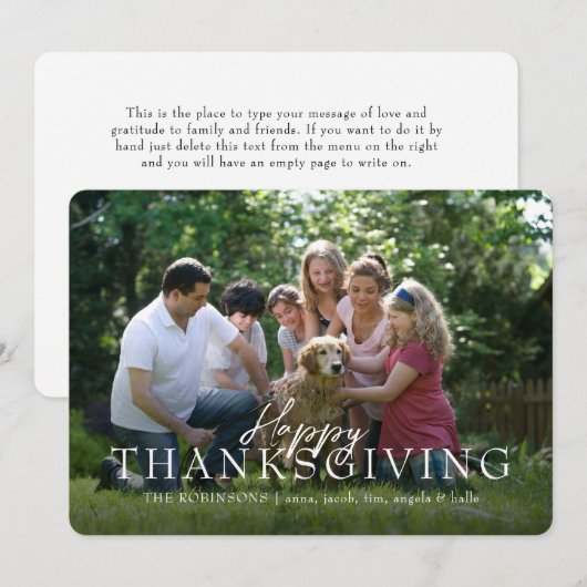 Fijne Thanksgiving voor het fotoscript Feestdagenkaart (Voorkant / Achterkant)