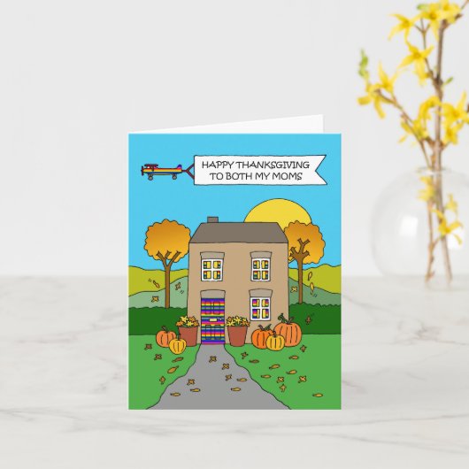 Fijne Thanksgiving voor mijn beide moeders Kaart (Gele Bloem)