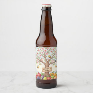 Fijne Tu B'Shevat – Kleurrijke Bloesem & Fruit Bier Etiket
