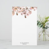 Fijne Tuin Bloemige Monogram Briefpapier (Staand voorkant)