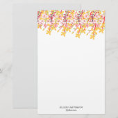 Fijne Tuin Bloemige Monogram Briefpapier (Voorkant / Achterkant)