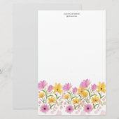 Fijne Tuin Bloemige Monogram Briefpapier (Voorkant / Achterkant)