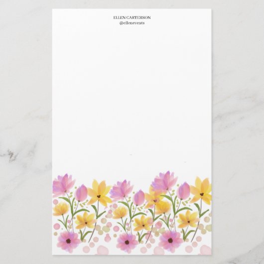 Fijne Tuin Bloemige Monogram Briefpapier (Voorkant)