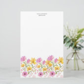 Fijne Tuin Bloemige Monogram Briefpapier (Staand voorkant)