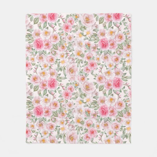 Fijne tuin rozen fleece deken (Voorkant)