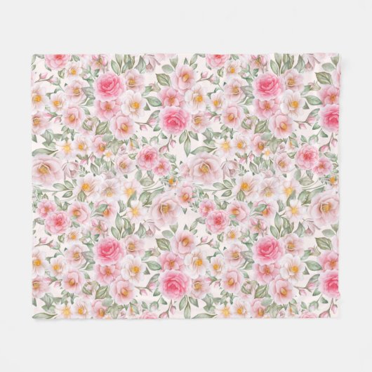 Fijne tuin rozen fleece deken (Voorkant (Horizontaal))