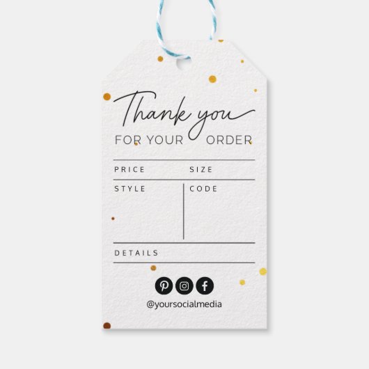 Fijne turquoise Labels voor uw handgemaakte winkel Cadeaulabel (Achterkant)