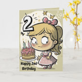 Fijne tweede verjaardag van de meisjeskaart kaart (Gele Bloem)