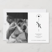 Fijne Uitgebreide Zwarte & Witte Trouwinitiëlen Save The Date (Voorkant)
