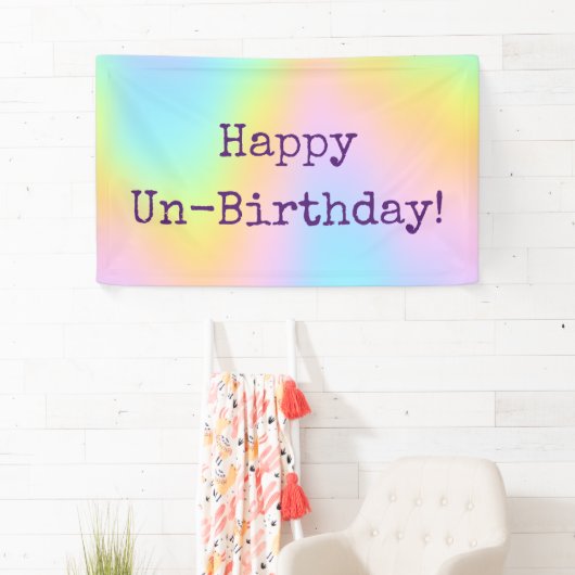 Fijne Un-Birthday! Regenbooggradiënt Spandoek (Insitu)