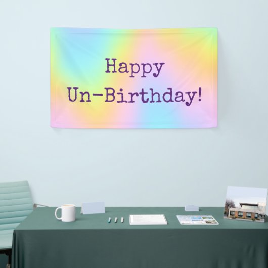 Fijne Un-Birthday! Regenbooggradiënt Spandoek (Beurs)