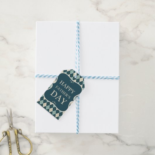 Fijne Vaderdag, Argyle Cadeaulabel (Met Touw)