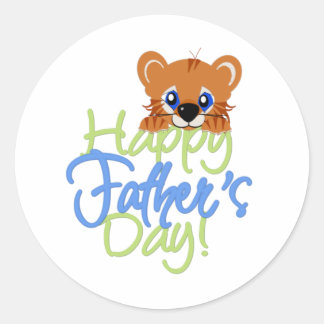Fijne Vaderdag Baby Tijger Ronde Sticker