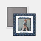 Fijne vaderdag Beste papa Oosters Blauwe Foto Magneet (Voorkant / Achterkant)
