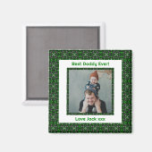 Fijne vaderdag Beste papa Oosters Groene Foto Magneet (Voorkant / Achterkant)