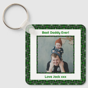 Fijne vaderdag Beste papa Oosters Groene Foto Sleutelhanger