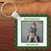 Fijne vaderdag Beste papa Oosters Groene Foto Sleutelhanger (Voorkant)
