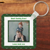 Fijne vaderdag Beste papa Oosters Groene Foto Sleutelhanger (Achterkant)
