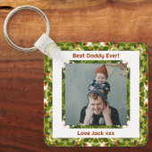 Fijne vaderdag Beste papa Oosters Groene Foto Sleutelhanger (Voorkant)