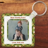 Fijne vaderdag Beste papa Oosters Groene Foto Sleutelhanger (Achterkant)