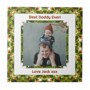 Fijne vaderdag Beste papa Oosters Groene Foto Tegeltje