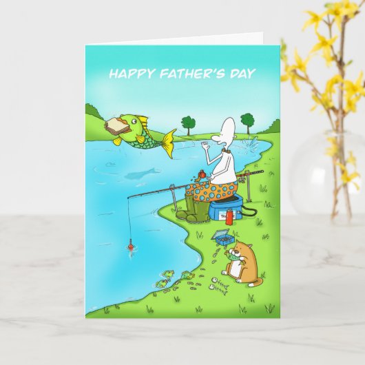 Fijne vaderdag, grappige Fisherman Humor. Kaart (Gele Bloem)