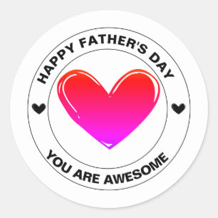 Fijne Vaderdag Je Bent Geweldig Cute Hearts Cadeau Ronde Sticker