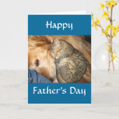 Fijne Vaderdag - Kat en hond Kaart (Gele Bloem)