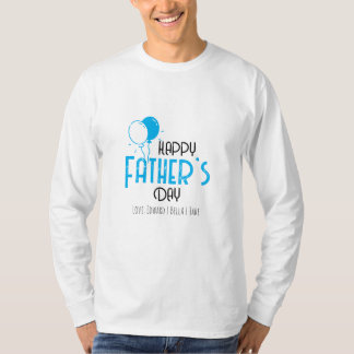 Fijne vaderdag met blauwe ballonnen en namen t-shirt