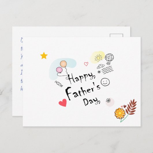 Fijne Vaderdag! met de hand getekend Briefkaart (Voorkant / Achterkant)