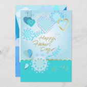 Fijne Vaderdag! Moderne blauwe kleur Feestdagenkaart (Voorkant / Achterkant)