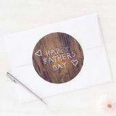 Fijne Vaderdag nagels op hout Ronde Sticker (Envelop)