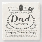 Fijne vaderdag nummer 1 Eén pap monogram Logo Stenen Onderzetter (Voorkant)